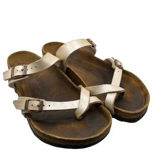 Birkenstock Cream Pearl Strappy Sandals Mayari Womens Size 39/Size 8
